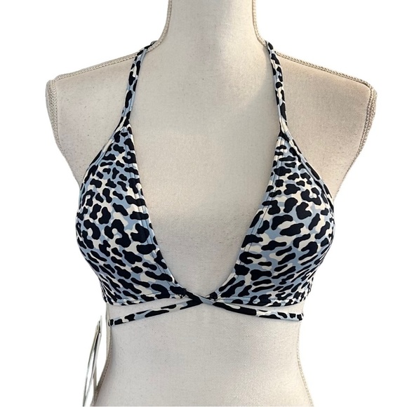 Michael Kors Thora Leopard Print Wrap Triangle Bikini Top Women Small NEW - Picture 1 of 10